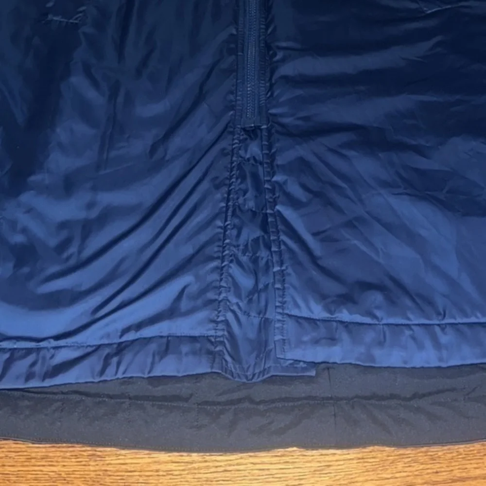 Tory Burch Sport Performance Navy Blue Satin‎ Long Bomber Jacket Coat Medium